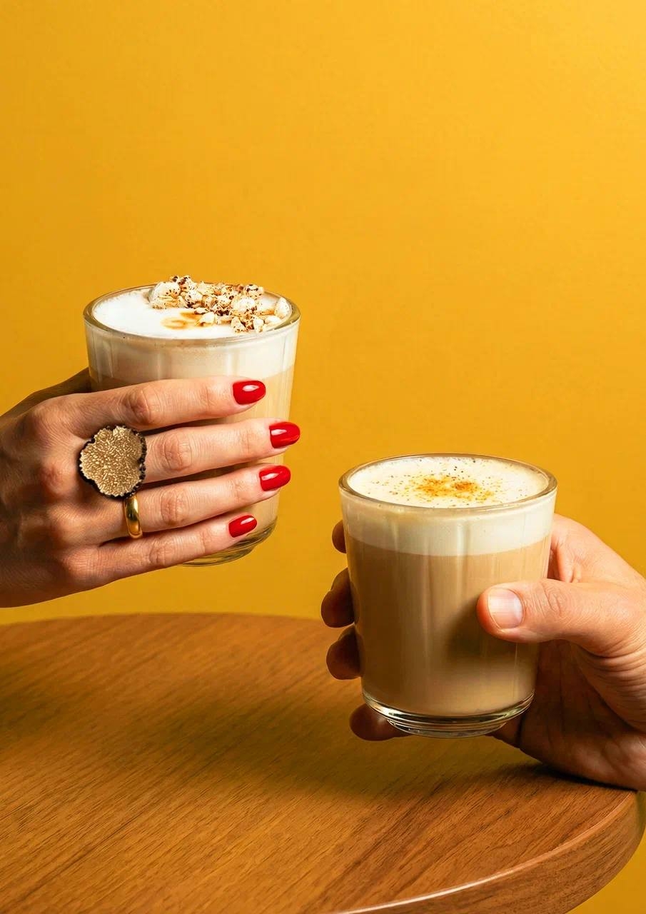 Латте с трюфелем и гречневым попкорном в «Лалибела кофе»