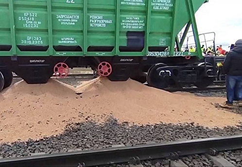 Польские фермеры перекрыли железную дорогу и высыпали из поезда украинское зерно