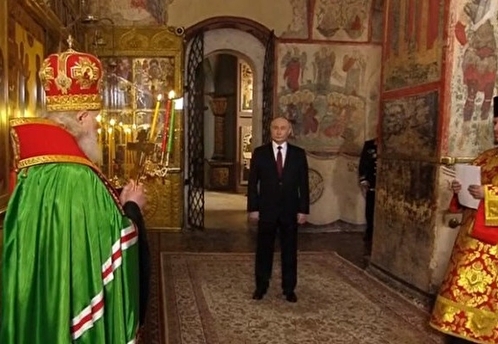 Патриарх Кирилл благословил Путина после церемонии инаугурации