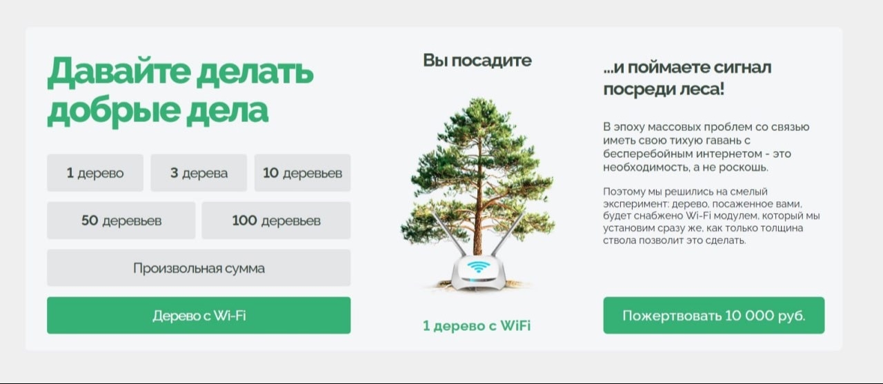 Московский благотворительный фонд «Лига заботы» предлагает деревья с Wi-Fi