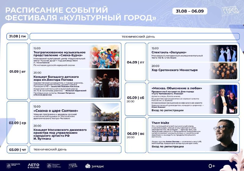 Финальная неделя фестиваля «Культурный город»: программа с 31 августа по 6 сентября